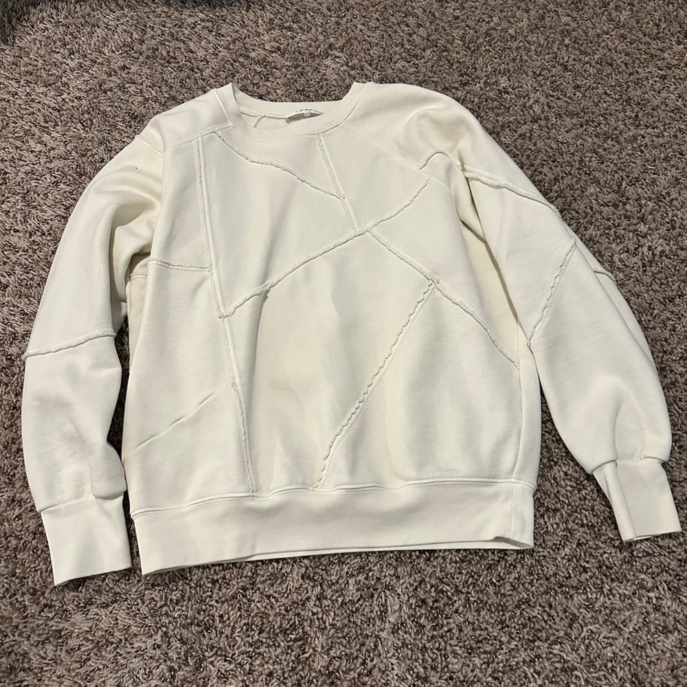 Frame Denim Cream Textured Sweatshirt